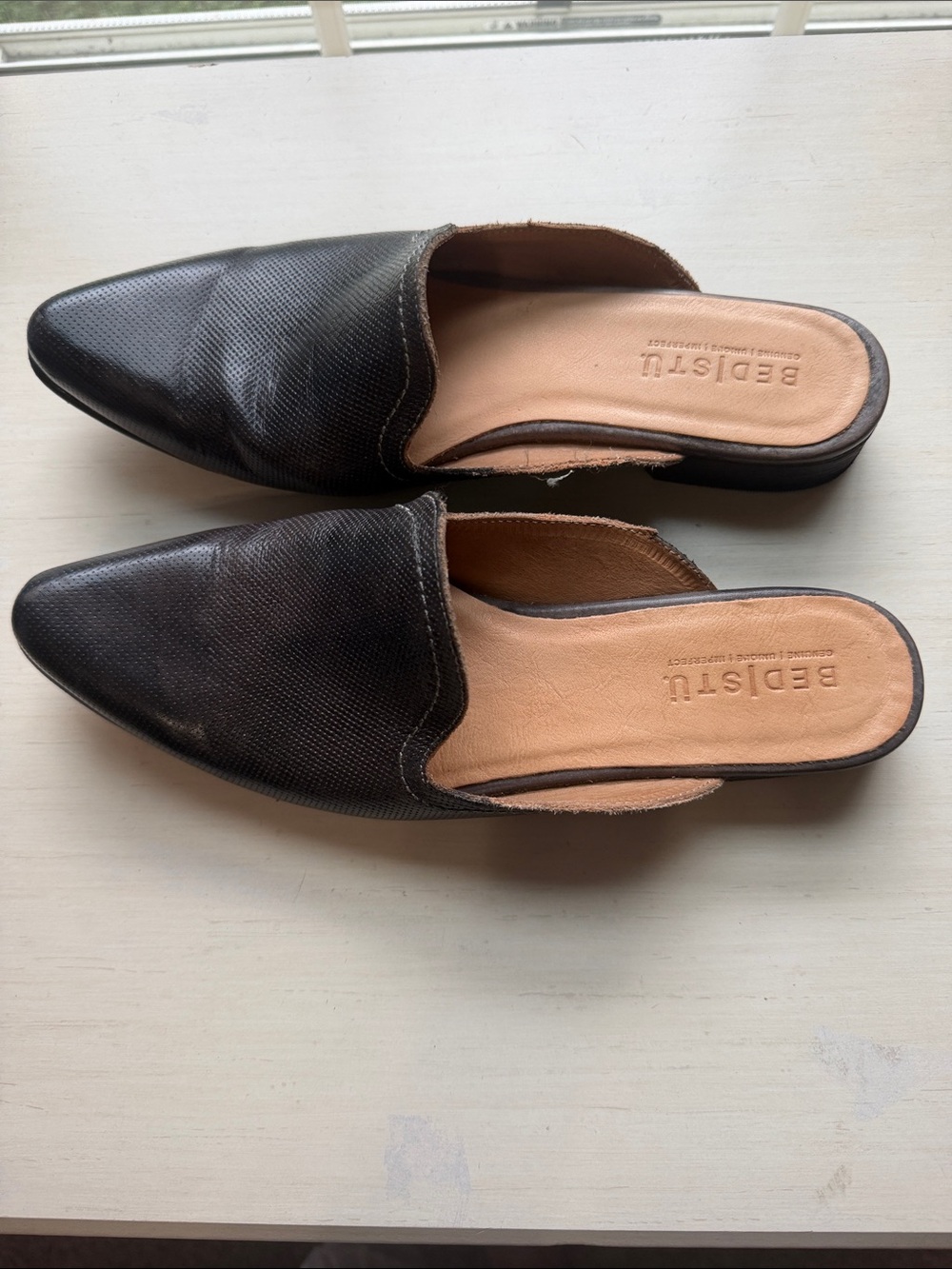 Bed Stu Black Genuine Leather Pointed Toe Mule Clogs Women’s 8.5 - Picture 6 of 10